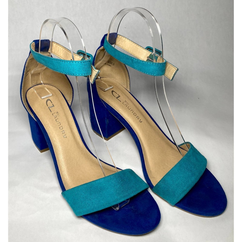 Cl by Chinese Laundry Go on Sandel SZ 6 /36.5 Blue Heel Teal Chunky Ankle Teal